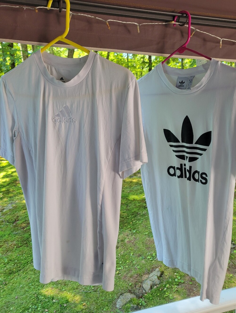 Lot of 2 Men's XS Adidas Short Sleeve White T-shirts with Logo Unisex